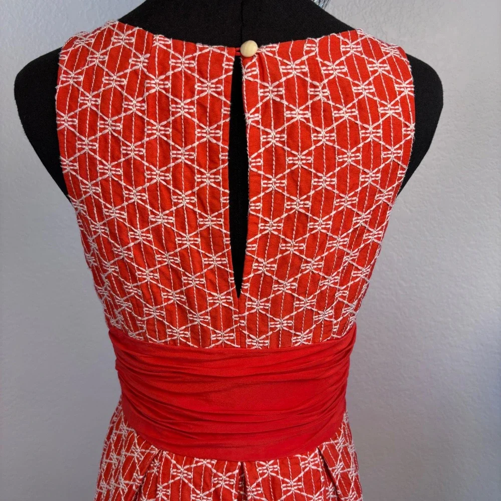 Frock by Tracy Reese Geometric Fit Flare Dress, Size 6 Red White, Y2K Millennial